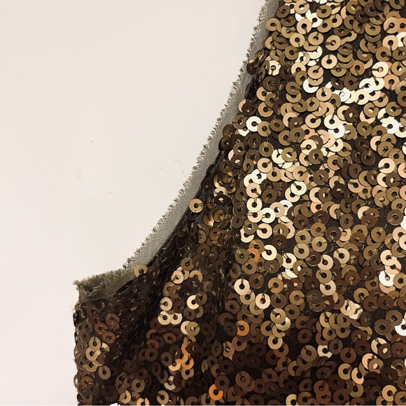 Alice + Olivia Paint The Town Gold Sequin Dress Womens Silk Disco Party SZ M NYE - Picture 5 of 9